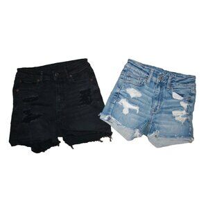 American Eagle Jean Denim Shorts Women's Size 00 Black & Blue Next Level Stretch